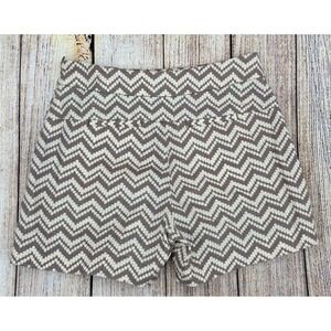 Cartonnier Melisma Shorts Size 0‎ Chevron Zigzag Textured Cotton Blend 4" Inseam